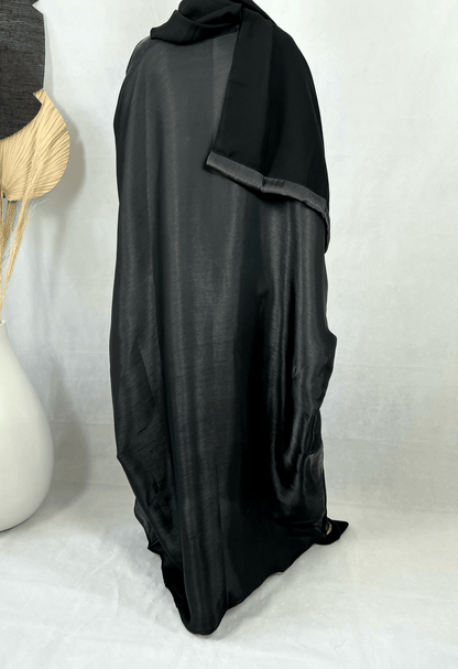 Abaya Satin Noire doublée Organza - Farah