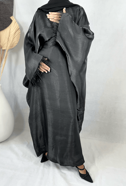 Abaya Satin Noire doublée Organza - Farah