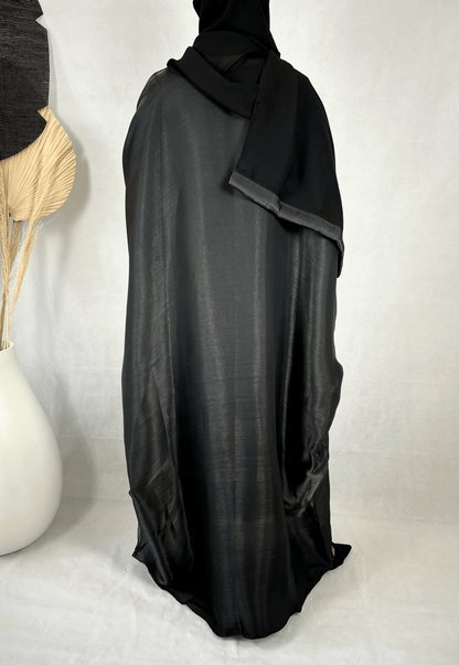 Abaya Satin Noire doublée Organza - Farah