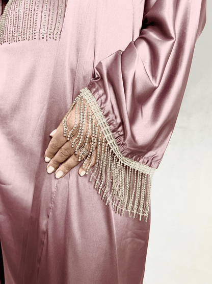 Abaya Satin violette avec strass - Dayna